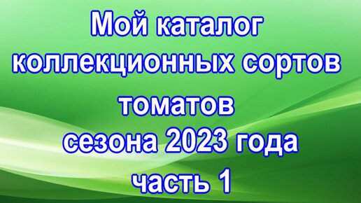 Мой каталог коллекционных сортов томатов сезона 2023 года часть 1