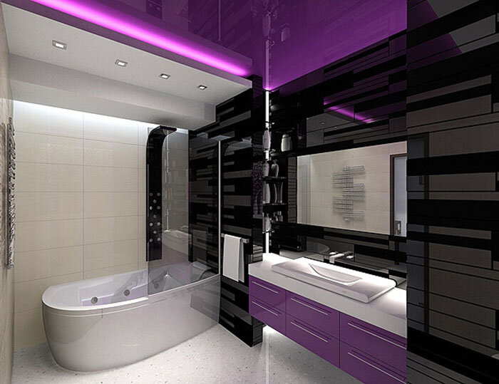 Ванная комната с эффектом моноколор в стиле хай-тек