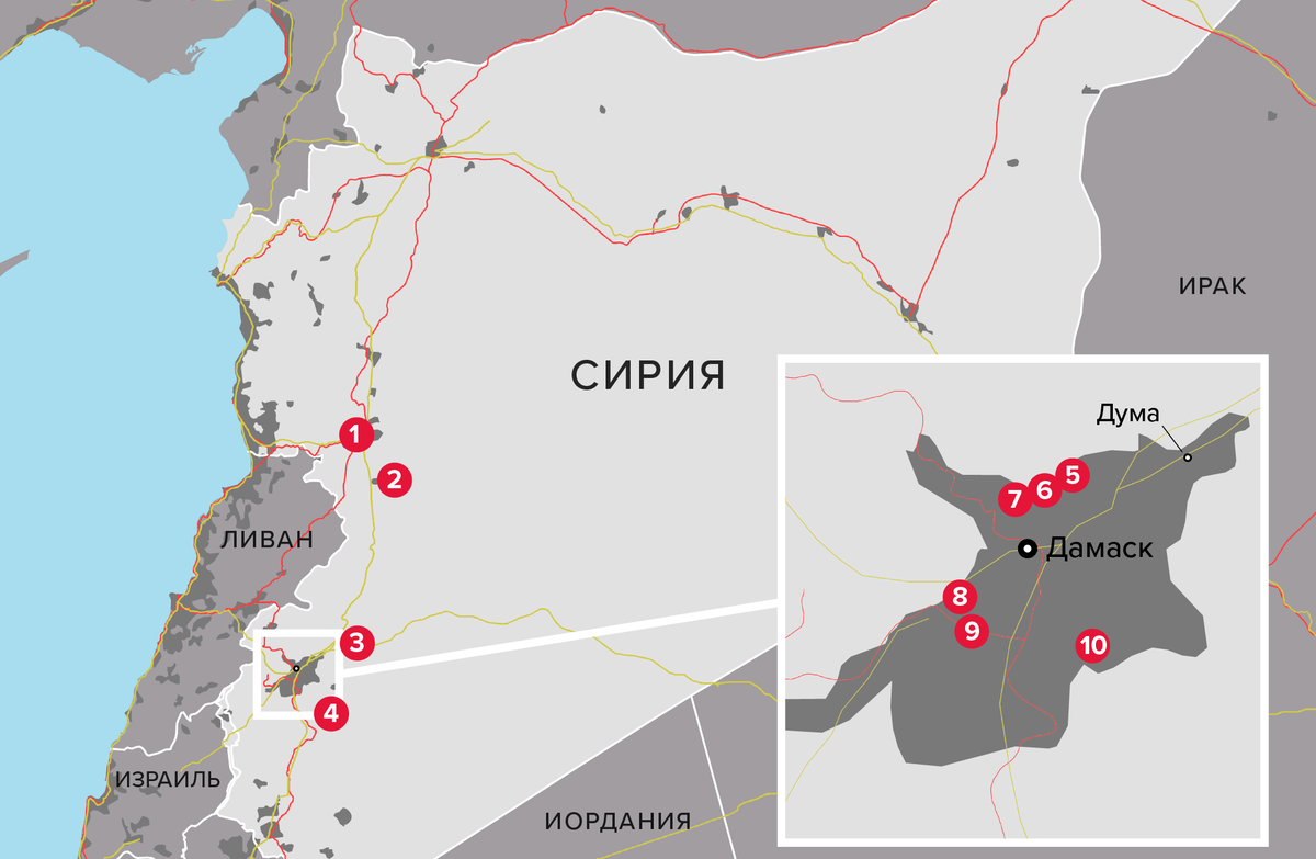 Карта ударов по израилю