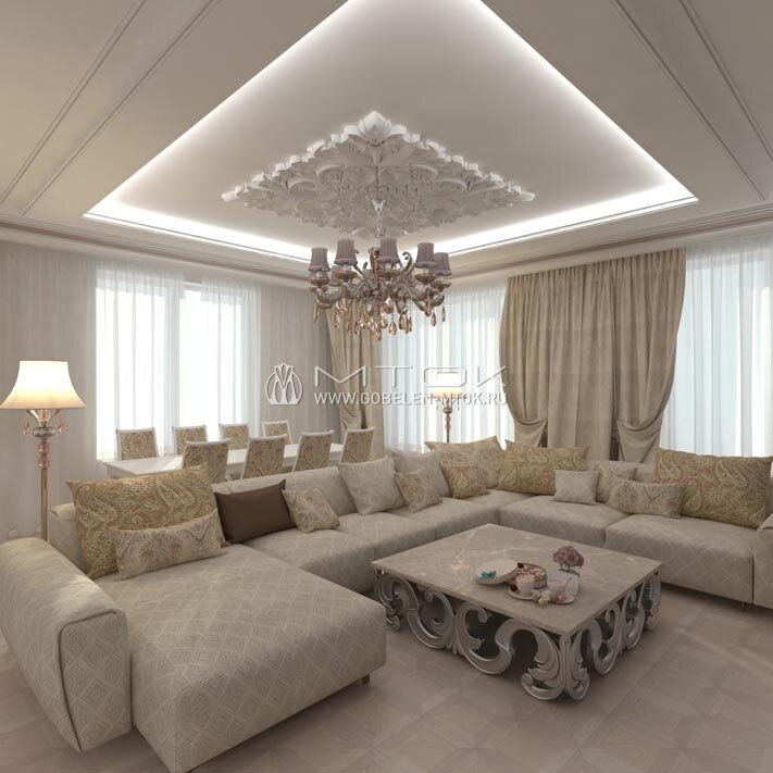 Текстильное оформление гостиной в классическом стиле