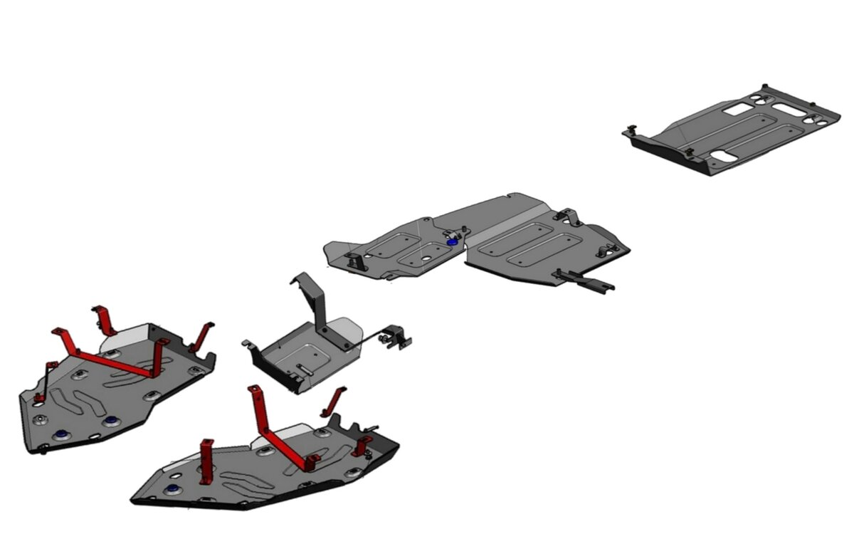 Защита двигателя, раздатки и топливопровода, заднего редуктора, бака (2 части). Фото производителя
