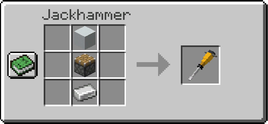 1 бетон белый, 1 поршень и 1 железный слиток.