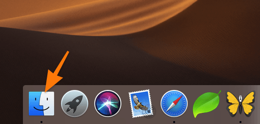 Finder по умолчанию расположен в самой левой части панели Dock