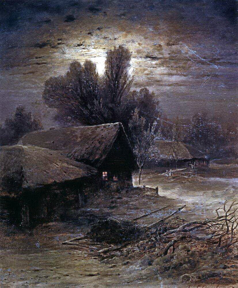А.К. Саврасов, 1869 год, картина "Зимняя ночь".