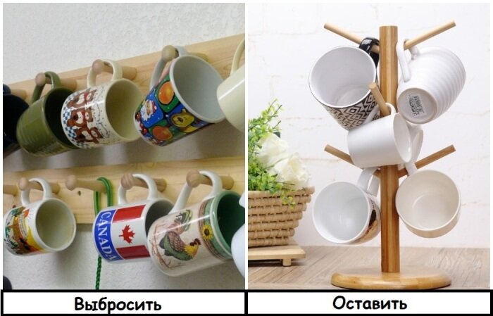 Кружки с рисунками и надписями лучше заменить на обычные, нейтральные