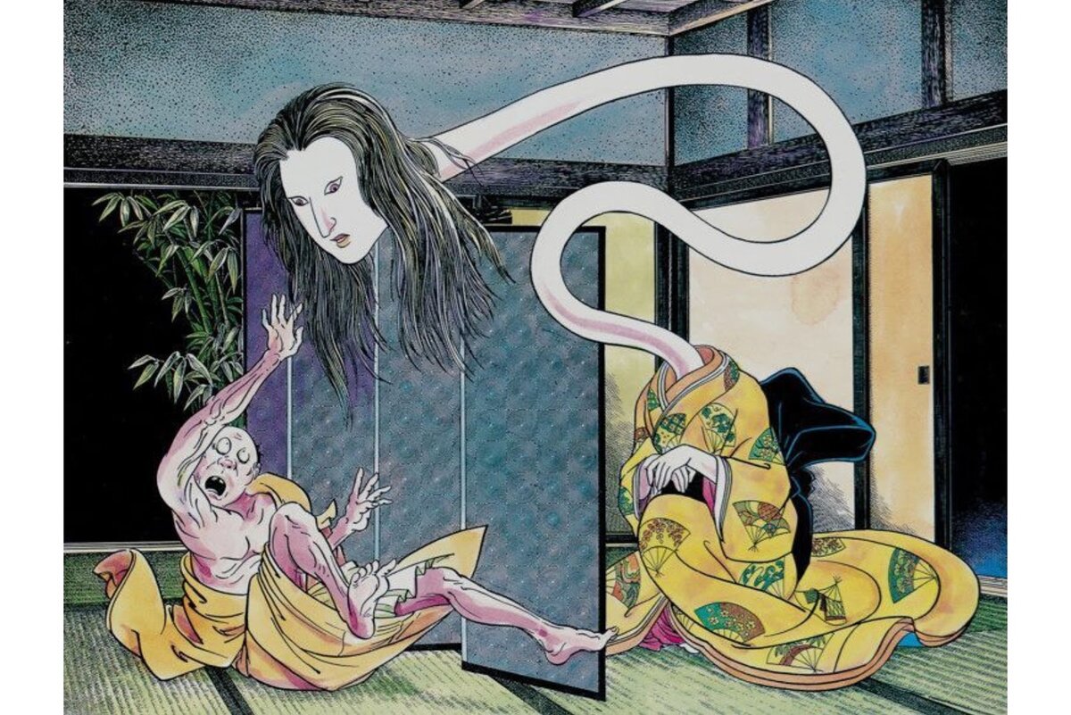 Рокурокуби пугает своего возлюбленного