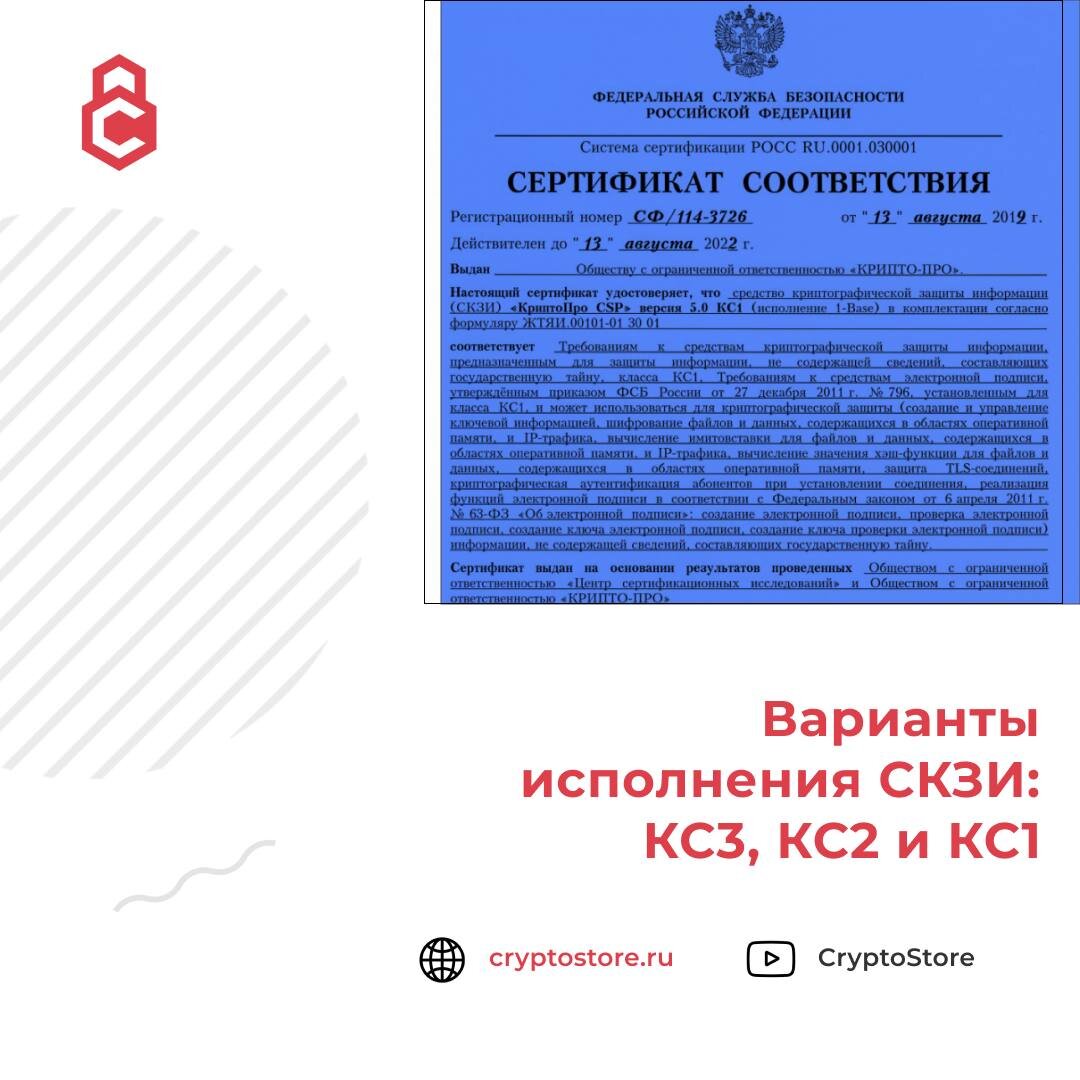 Варианты исполнения СКЗИ: КС3, КС2 и КС1 | Cryptostore.ru -  интернет-магазин товаров для электронной подписи | Дзен