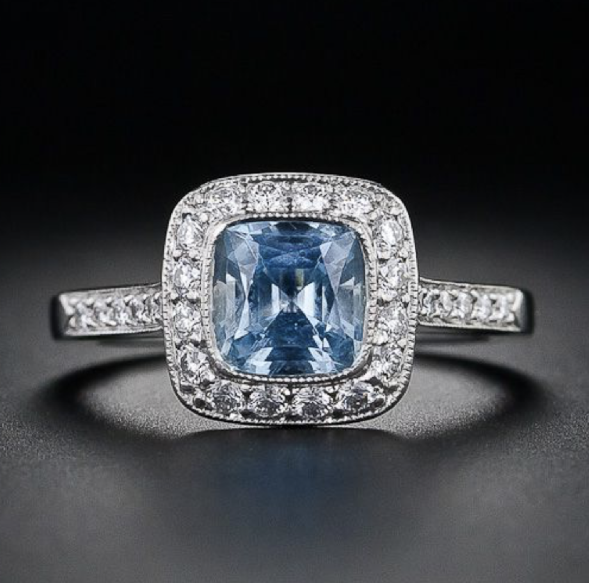 Кольцо с топазом и белыми бриллиантами в платине, Тиффани.