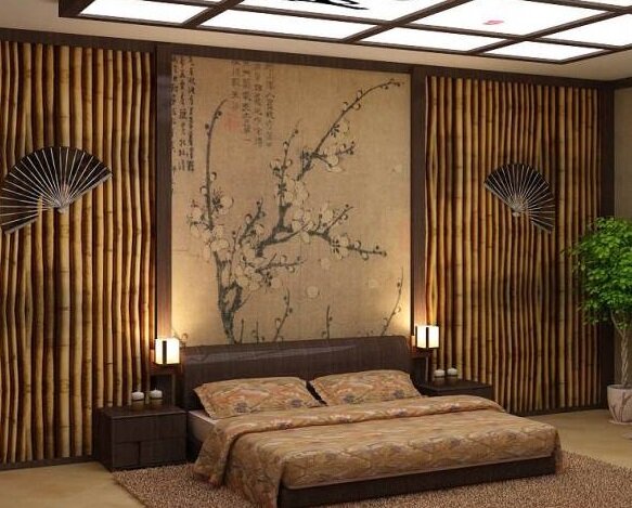 Декор стен спальни в интерьере