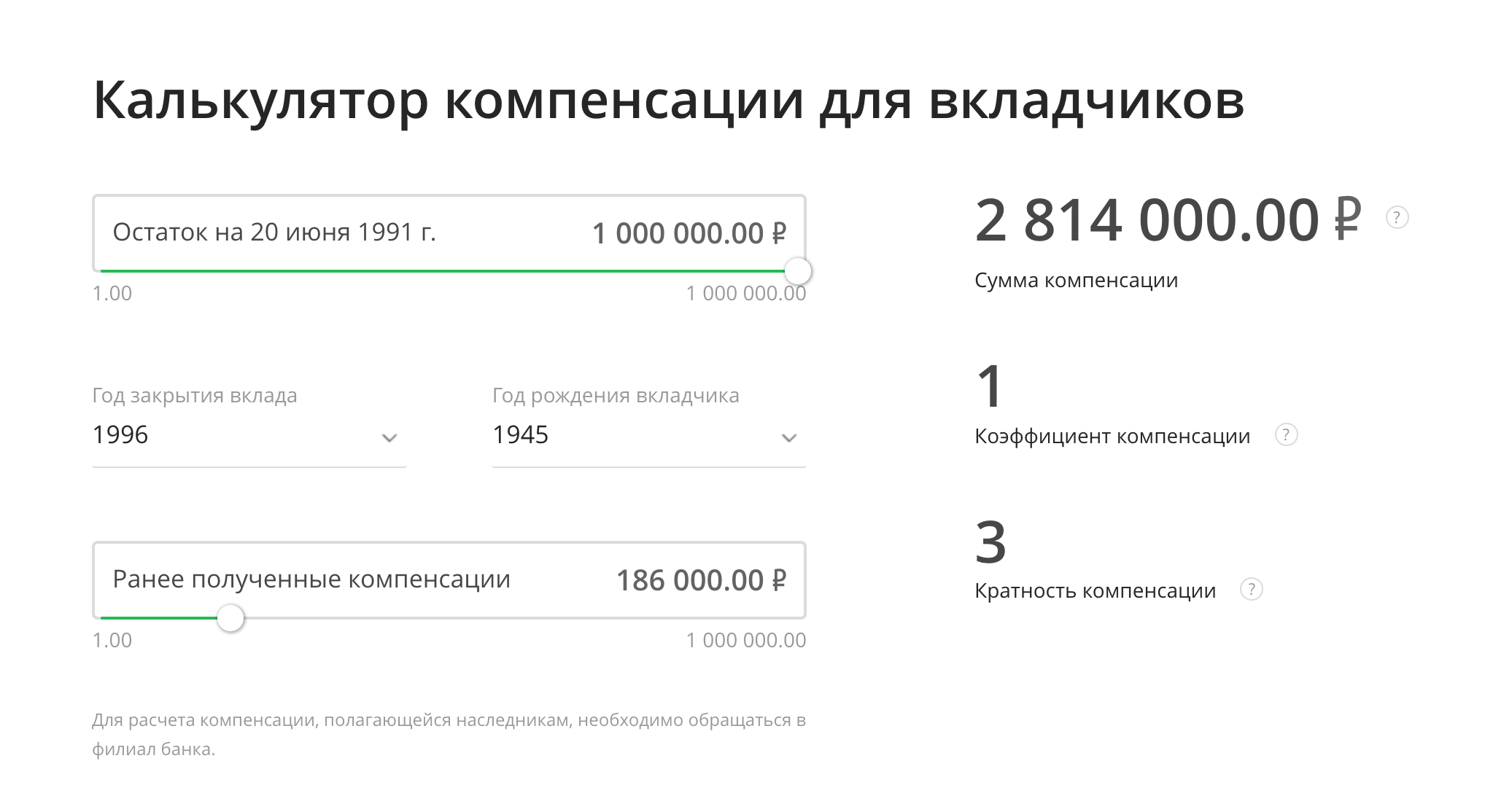 Калькулятор компенсации