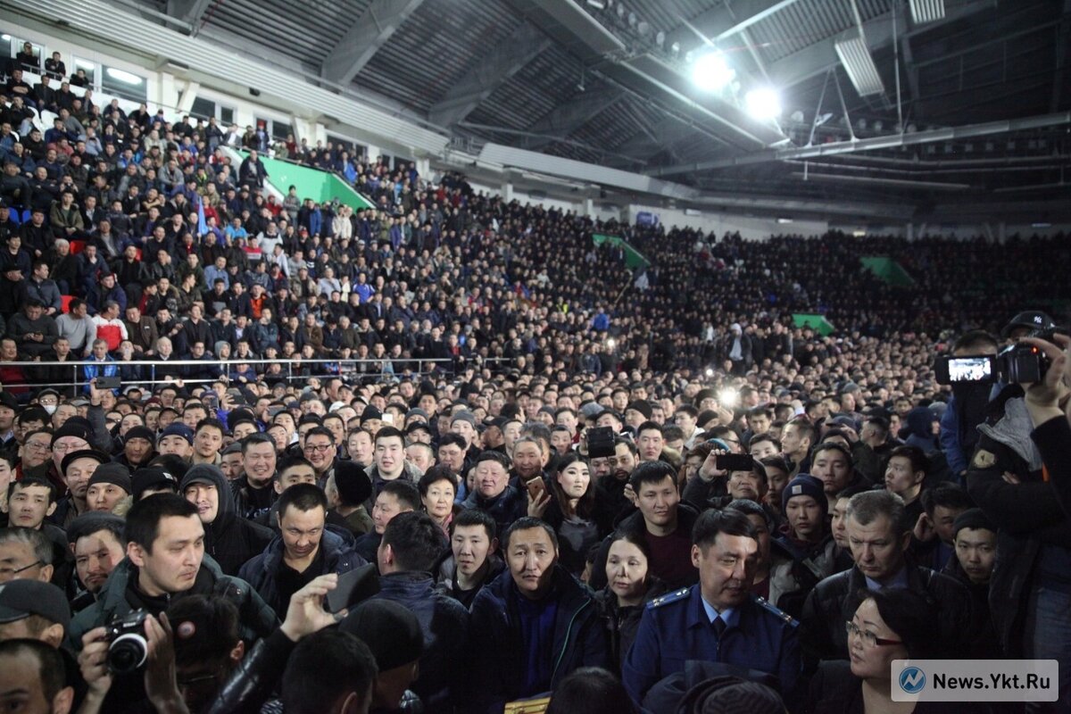 Антимигрантский митинг в стадионе «Триумф» Якутска. 19 марта 2019 года.
