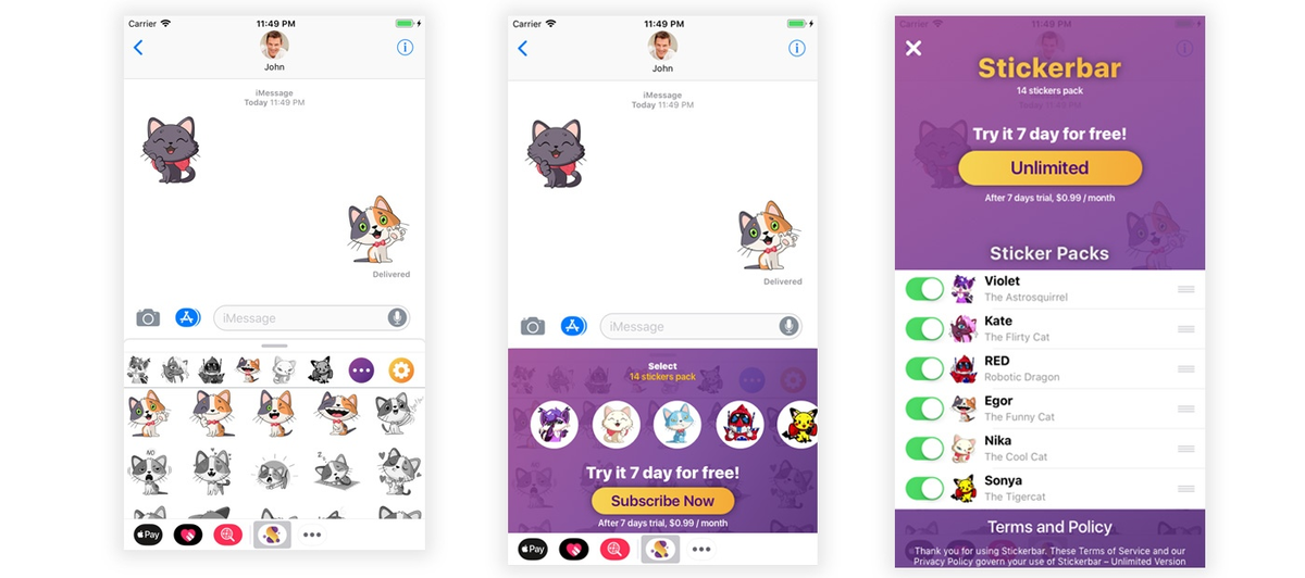 Прототип первой версии «Stickerbar»