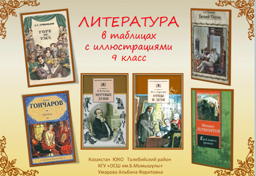 Открыть презентацию 	// Скачать презентацию «Литература в таблицах с иллюстрациями»