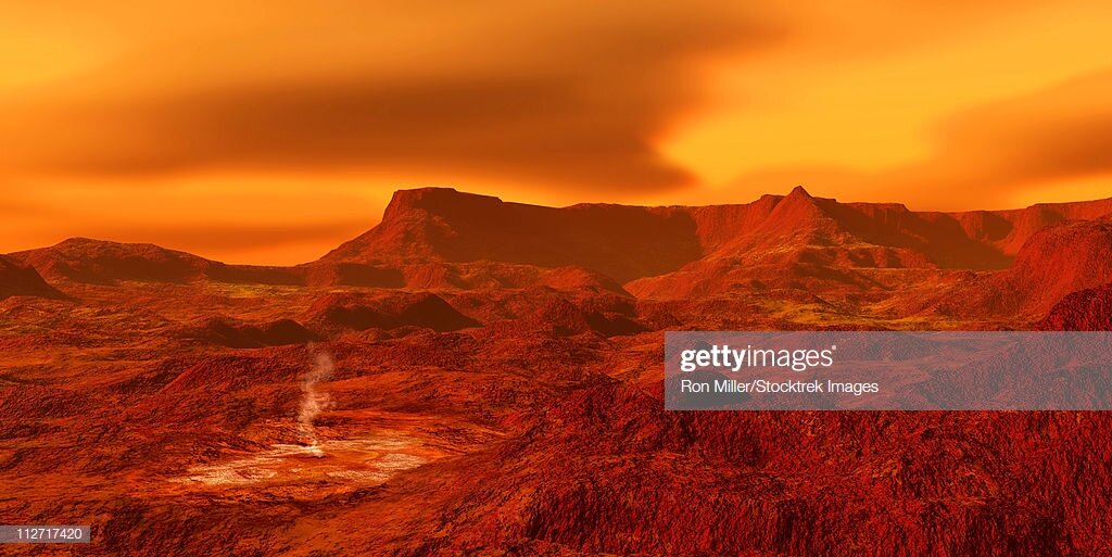 Панорама поверхности Венеры. Предположение. Рисунок из открытых источников.