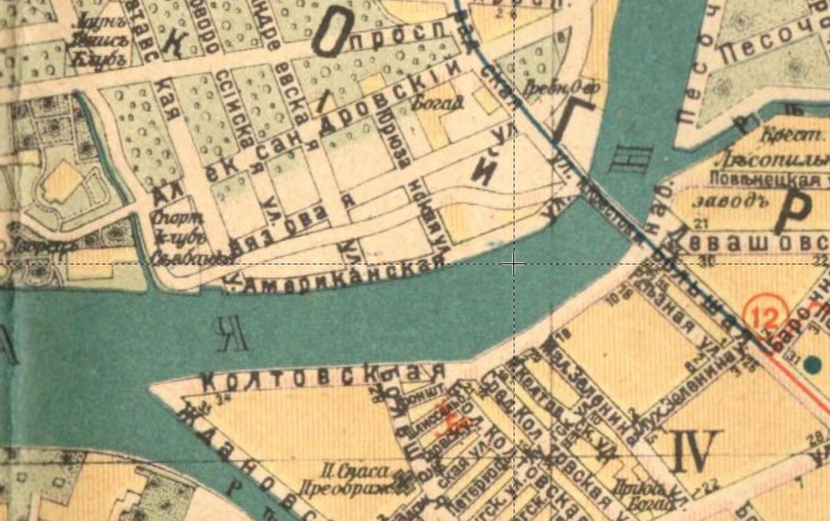На карте 1916 г. http://www.retromap.ru/m/#1419173_z16_59.965547,30.278148