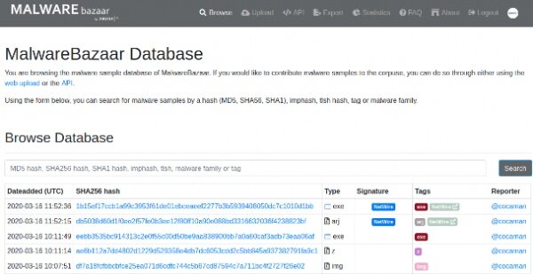 MalwareBazaar позволяет ИБ-сообществу обмениваться образцами вредоносного ПО и данными о них.