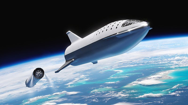 SpaceX Starship - сброс ступени и выход на орбиту Земли