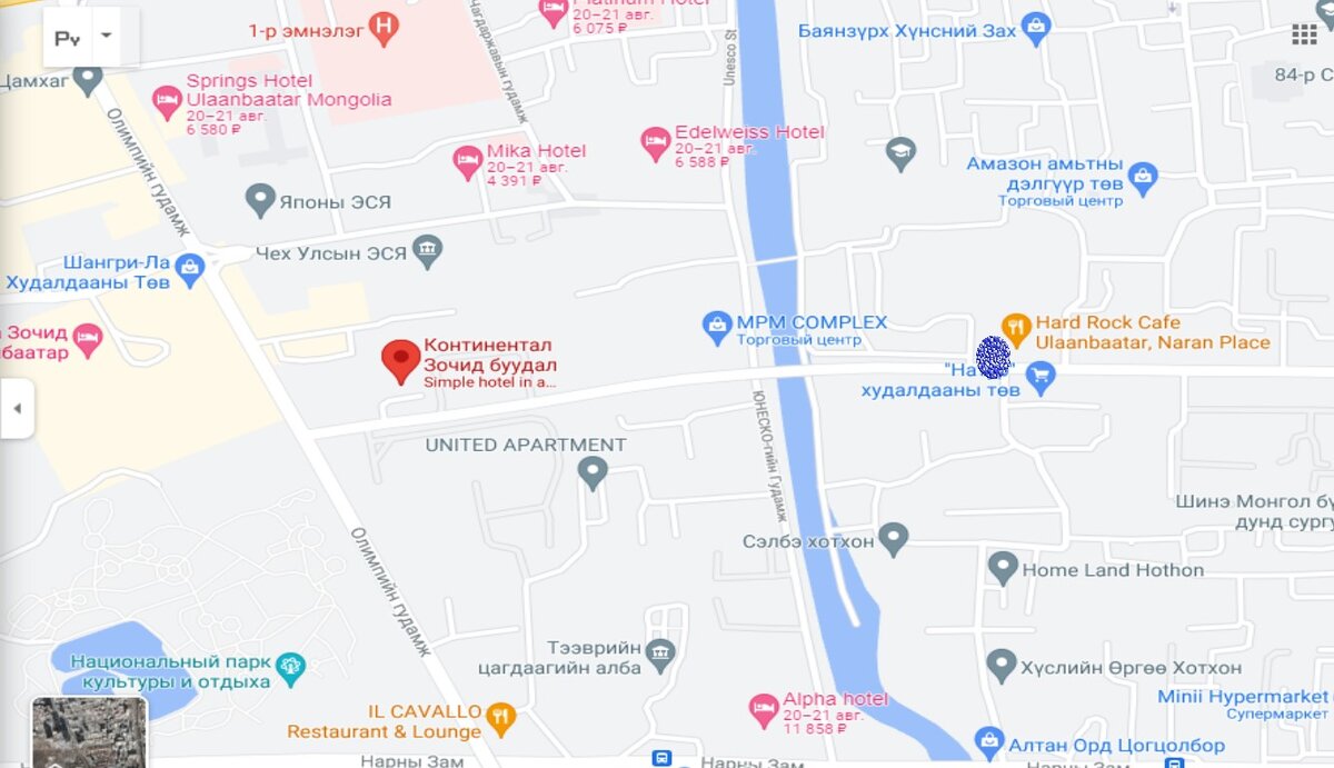 Улан-Батор, карта