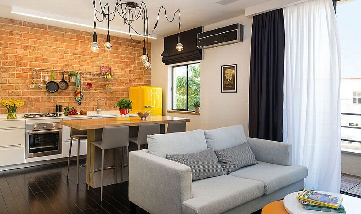 Вариант небольшой кухни-гостиной