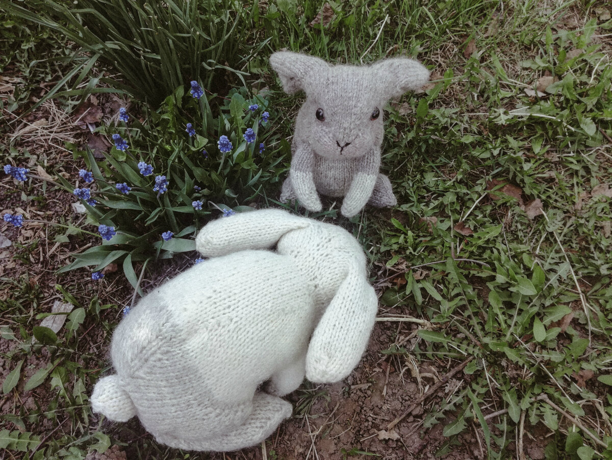 Вязаные зайчики. Готовы к переезду.