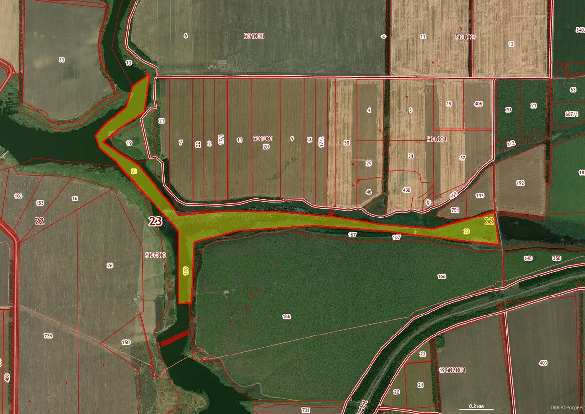 Схема расположения земельных участков 23:22:0501000:170 и 23:22:0501001:23