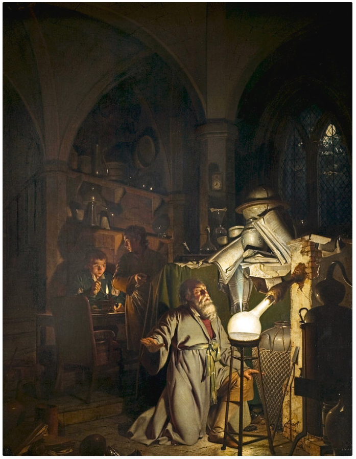 Алхимик в поисках философского камня (1771) Джозефа Райта. 