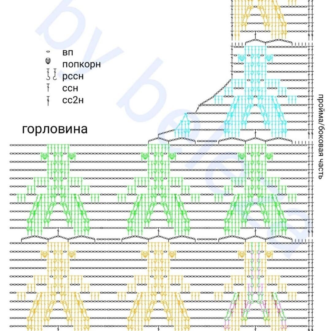 Узор крючком мухи схема