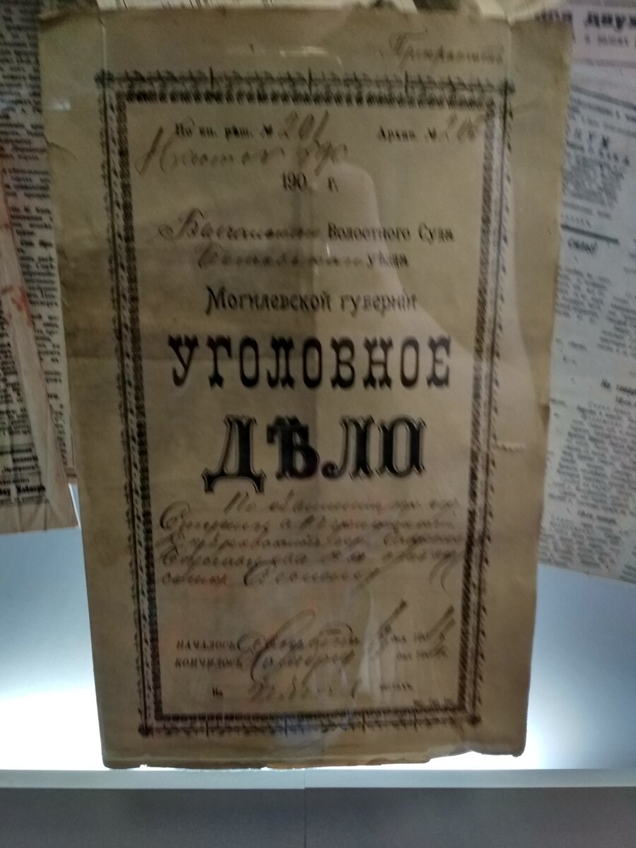 Дореволюционное оформление уголовных дел. Музей криминалистики. Гомель. Апрель 2019 г. Фото автора
