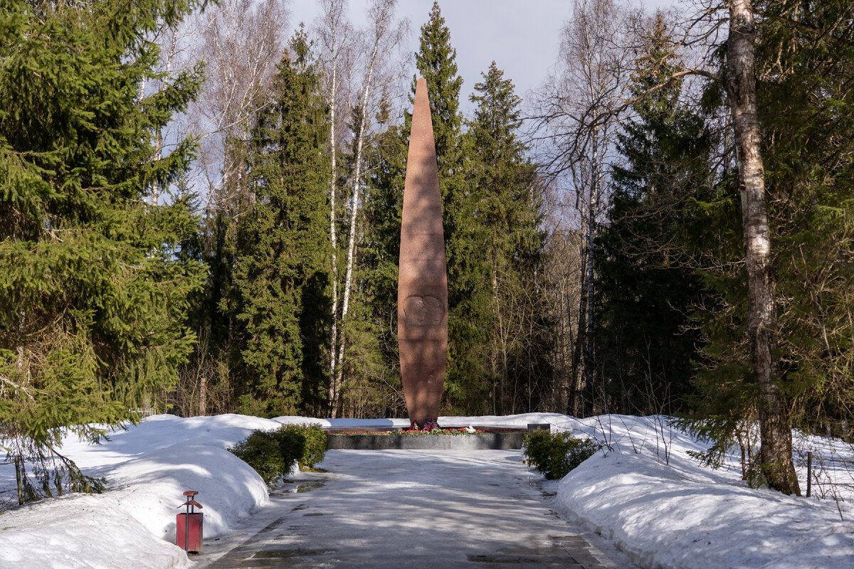 Монумент в форме крыла на месте гибели Гагарина и Серегина