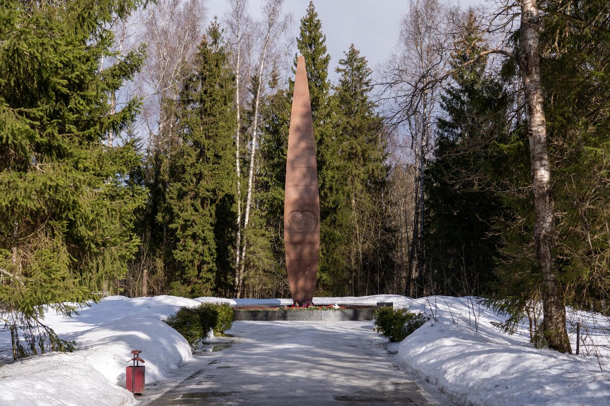 Монумент в форме крыла на месте гибели Гагарина и Серегина