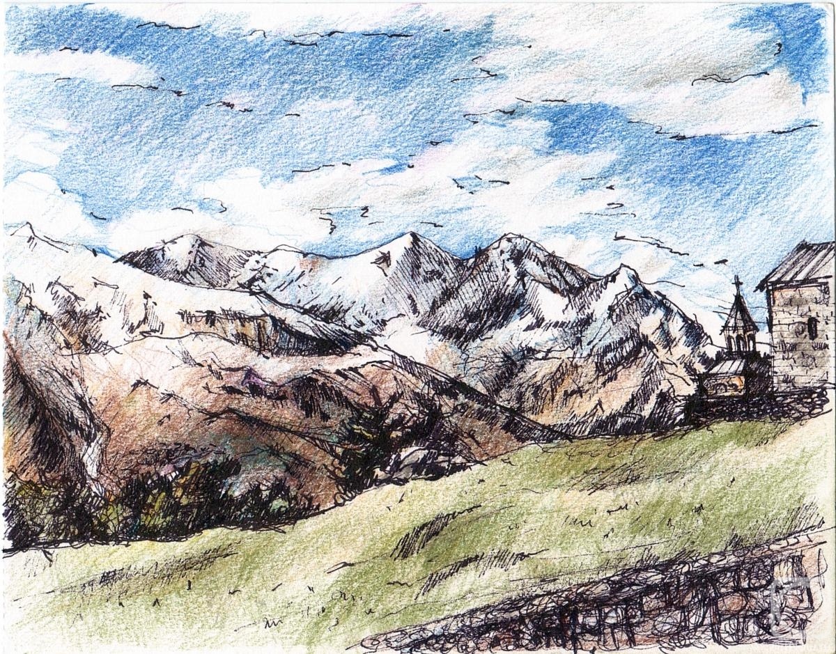 painting of Kazbek Mountains from an infamous artist