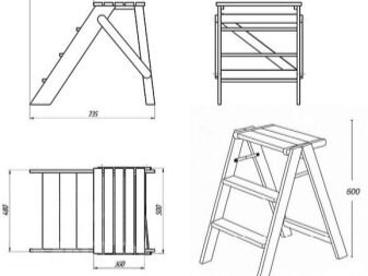 Стул-стремянка — чертежи с размерами для изготовления своими руками из дерева