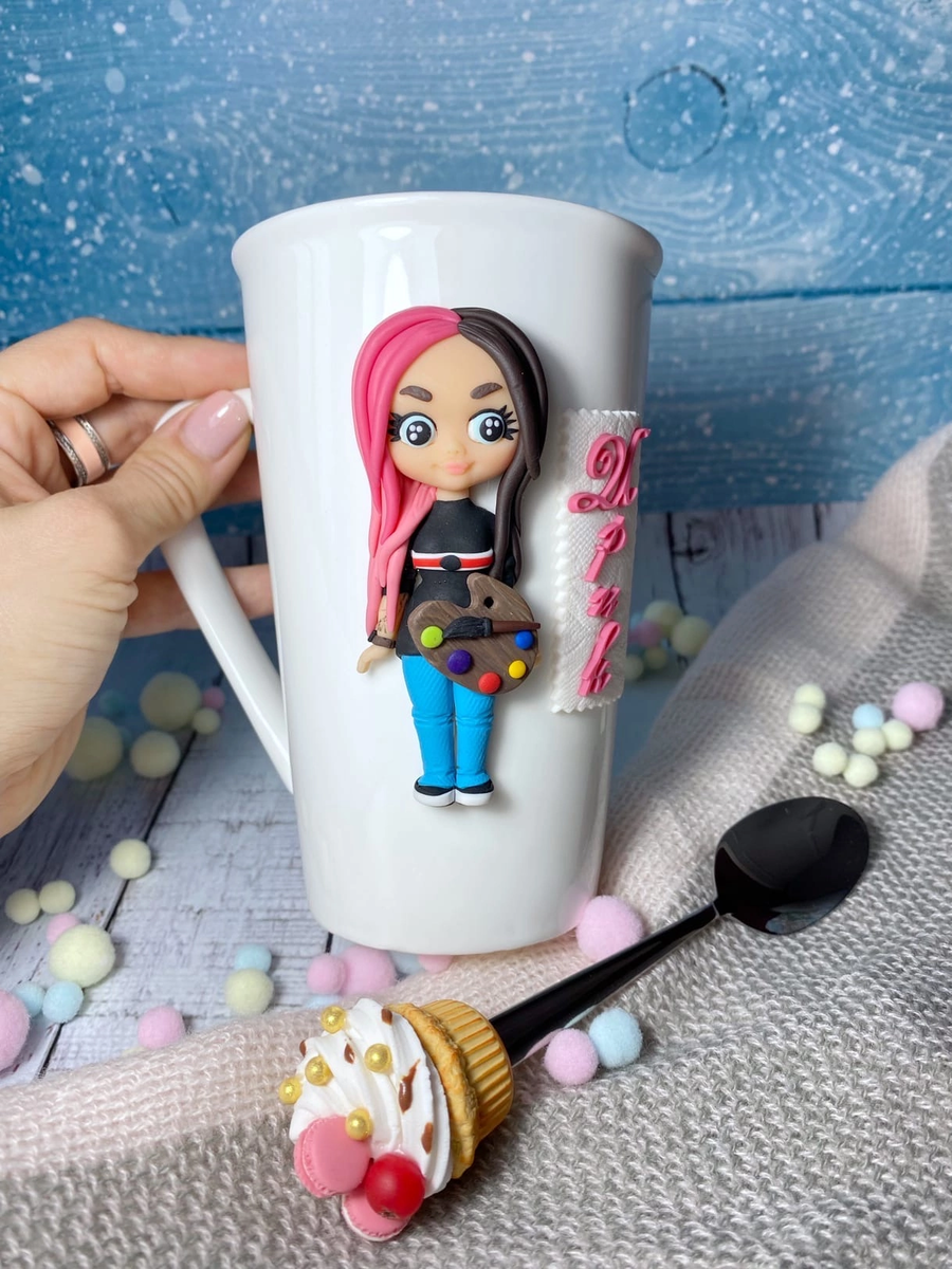 Портретная куколка на кружке