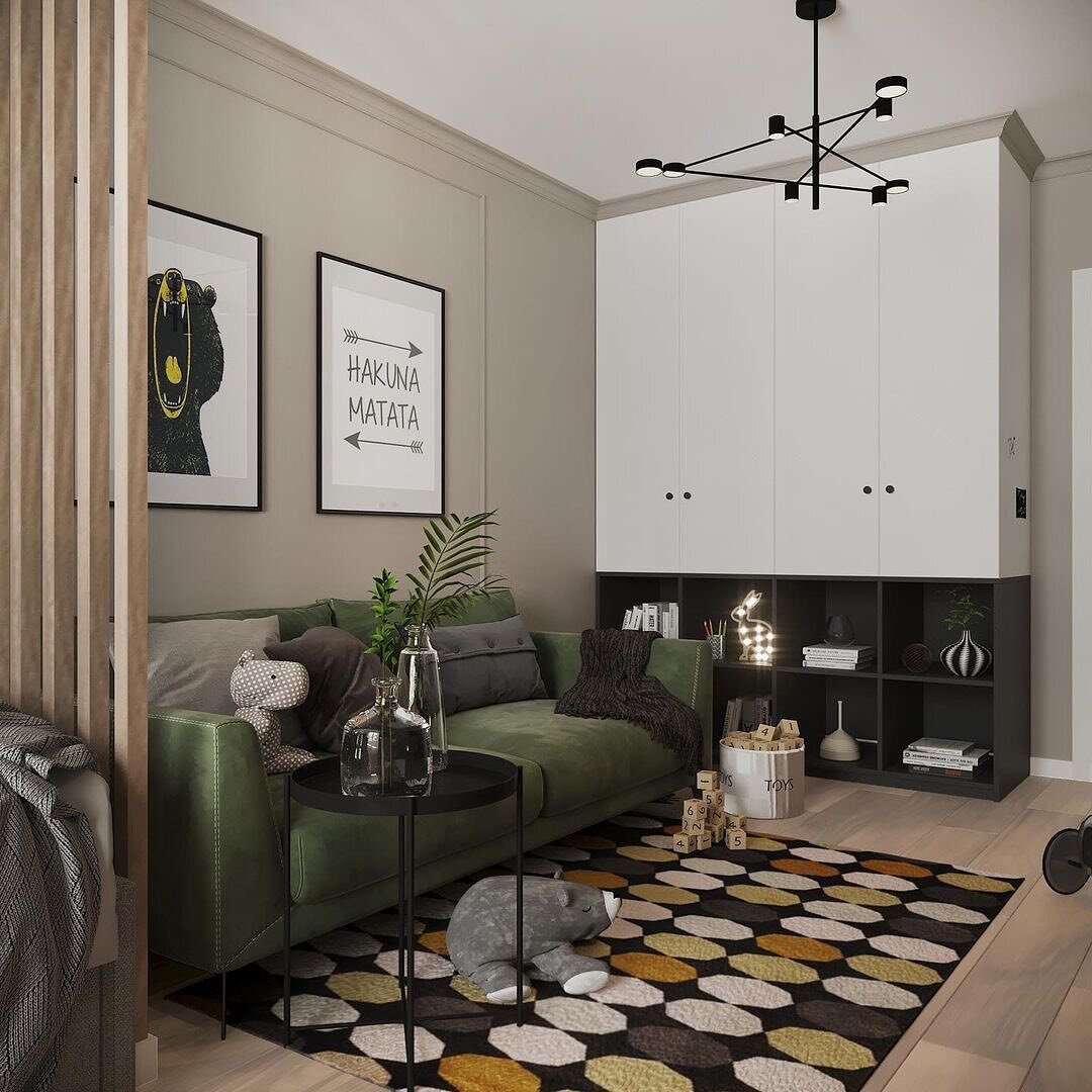 Черно-белый шкаф для одежды в детскую