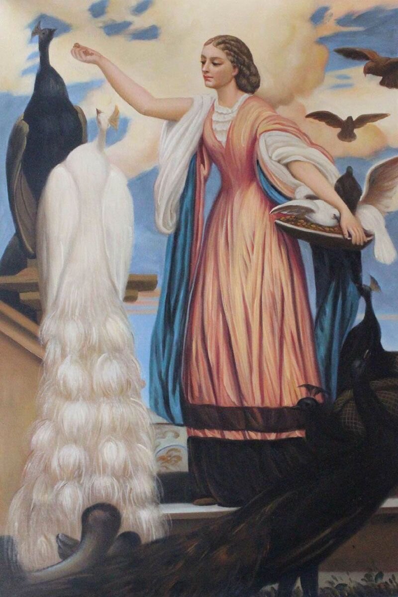 Фредерик Лейтон “Девушка кормящая павлинов”