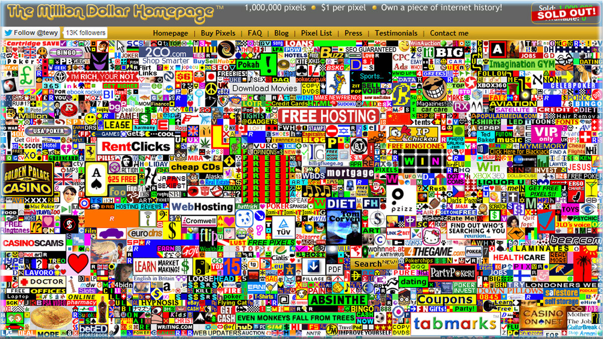 Сайт на 1000000 ячеек  