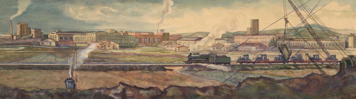 Эскиз панно для Строительной выставки в Москве. Художник Павел Захаров