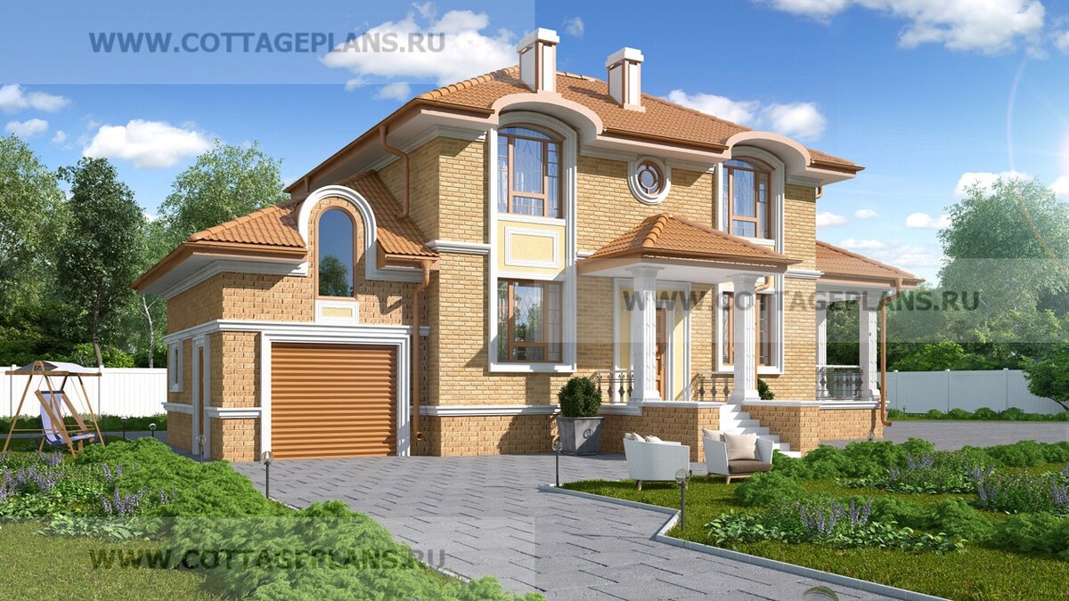 1-й и 2-й фасады дома. Источник фото: https://www.cottageplans.ru
