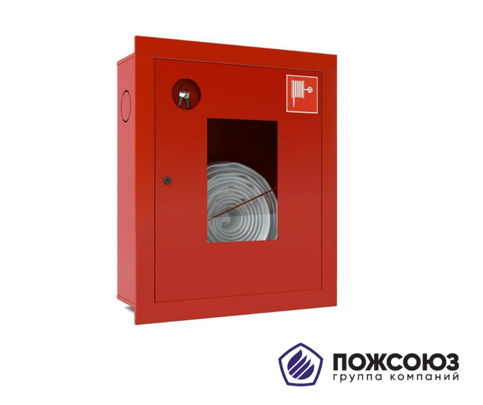 Шкаф пожарный металлический красный со стеклом