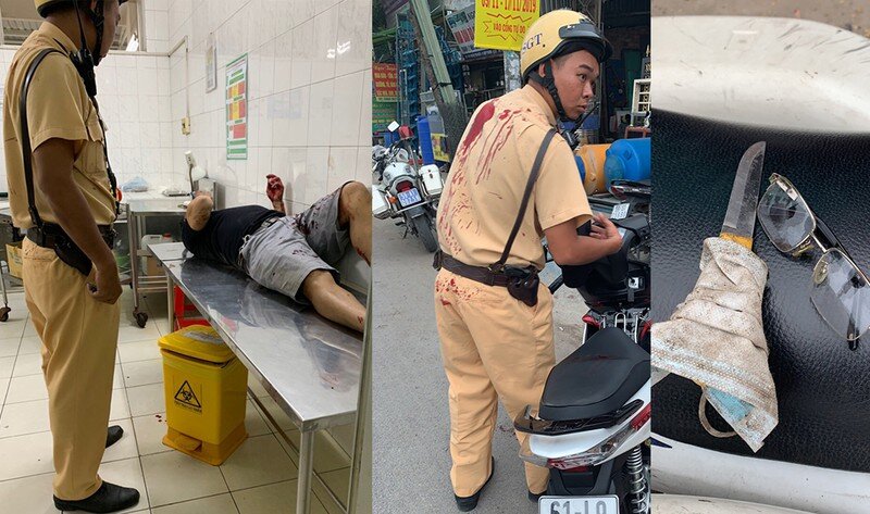 
CSGT-TT quận 12 kịp thời đưa nạn nhân vào bệnh viện. Ảnh: CACC