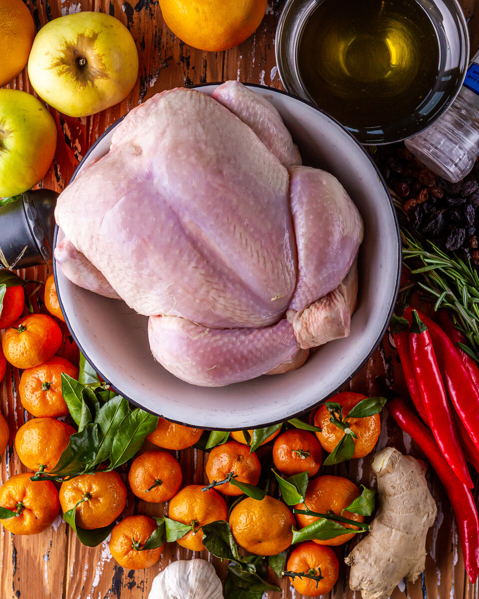 Курица 🍗 с мандариновой начинкой и апельсиновой глазурью🍊 