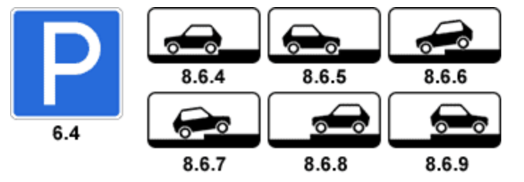 Таблички ПДД 8.4.3. Табличка парковки автомобиля 8.6.4. Дорожные знаки 6.4 «парковка (парковочное место)»..