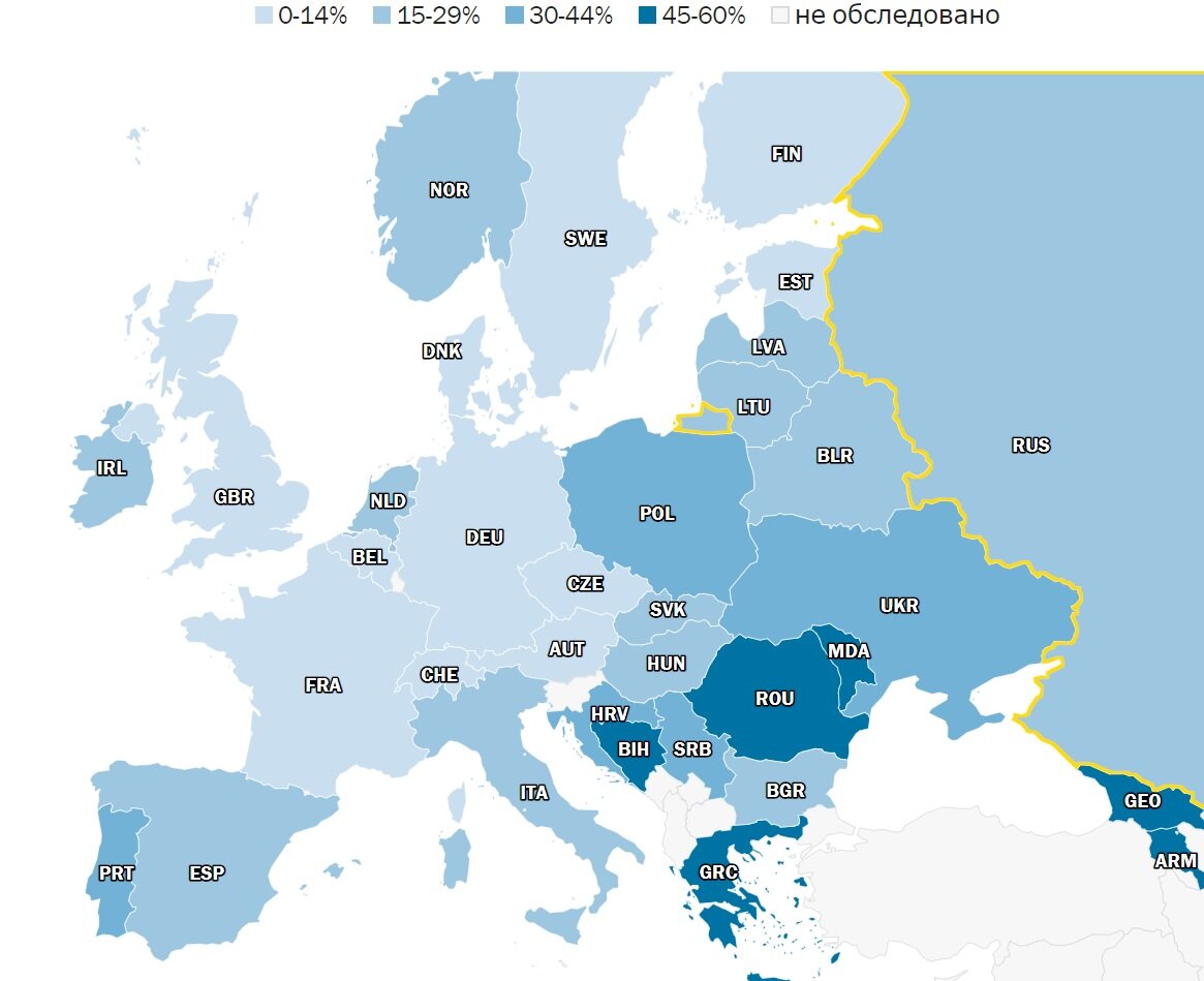 Карта верующих в европе