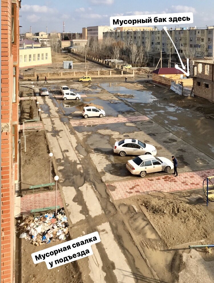 Во дворе недавно подмели, основной мусор исчез, но общее положение осталось прежним