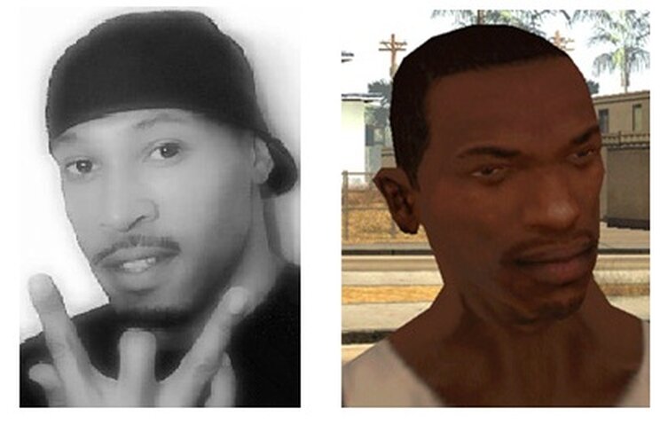 Крис Беллард в сравнении с CJ  (персонажем, которого он озвучивал).