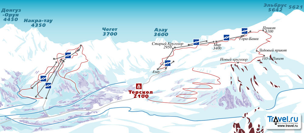 Схема трасс Приэльбрусья 