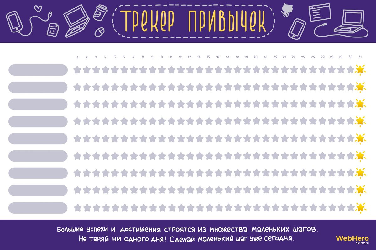 Трекер привычек онлайн школы Web Hero School