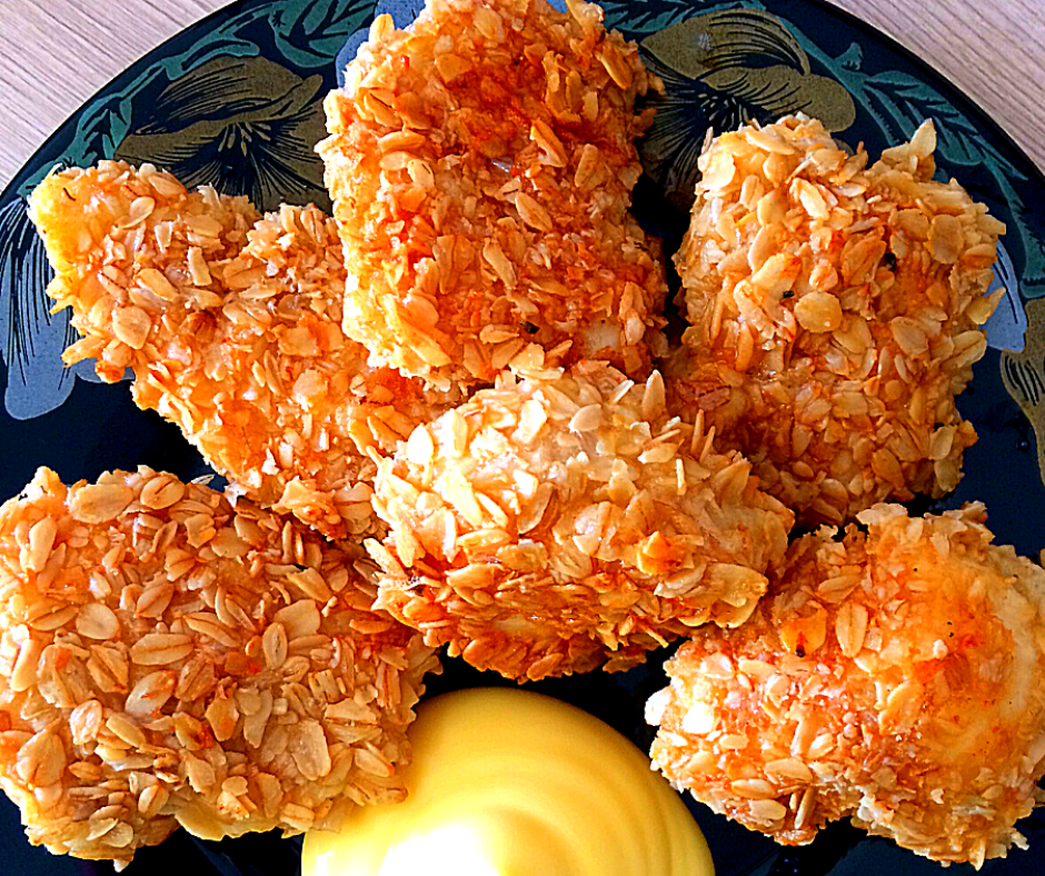 Я в этот раз сделал панировку из овсяных хлопьев