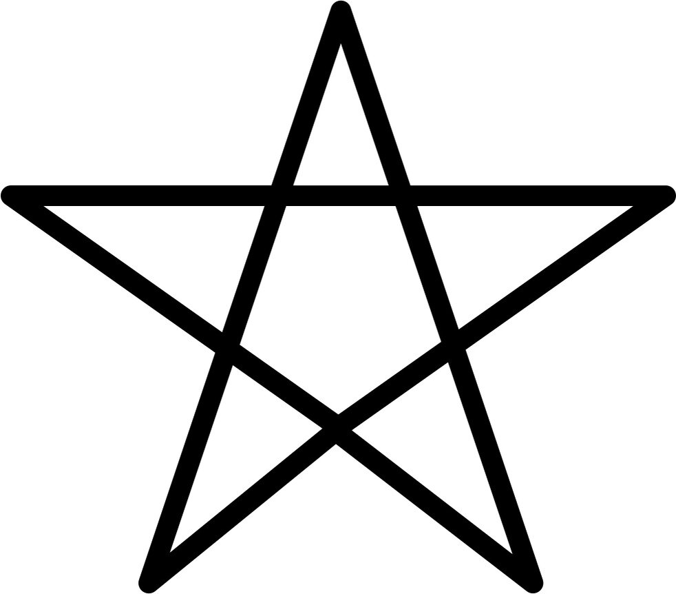 Пентаграмма. Её можно нарисовать одной непрерывной линией.