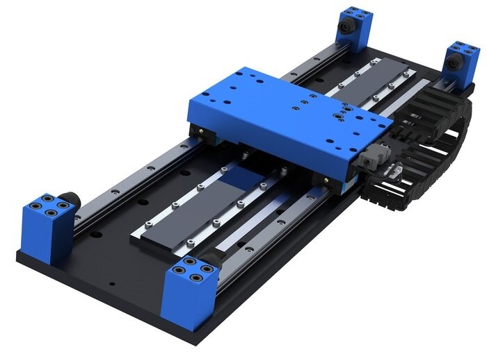 
Линейный модуль перемещений с направляющими и линейным сервомотором